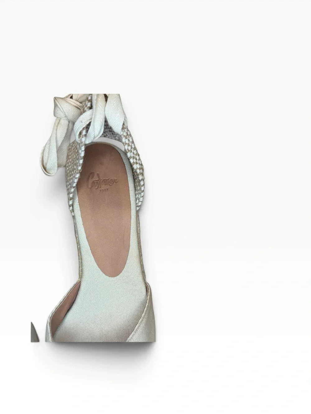 Castañer Cream Canvas Lace-Up Wedge Espadrilles Made in Spain EU 39
